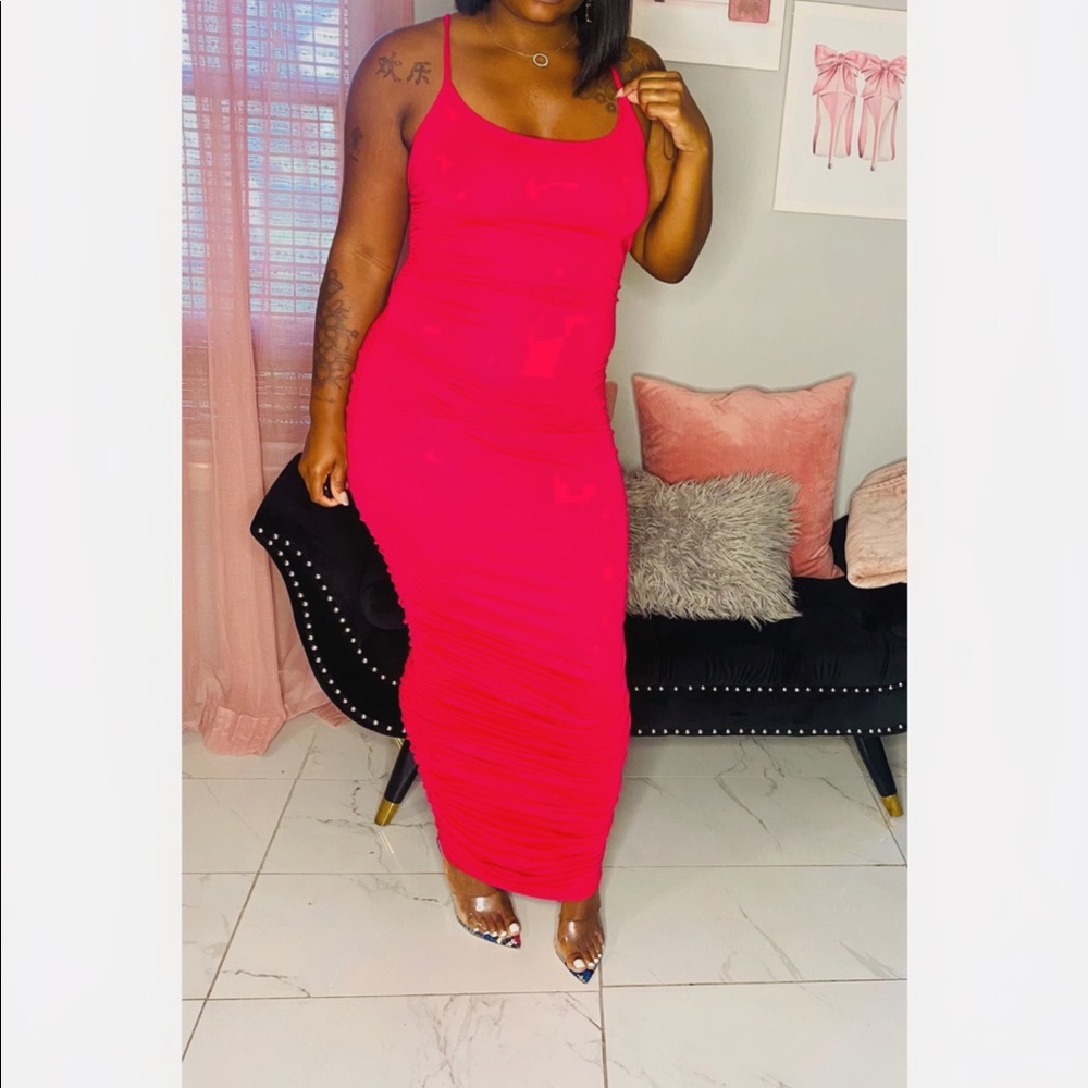 Tahiti Ruched Maxi Fuchsia